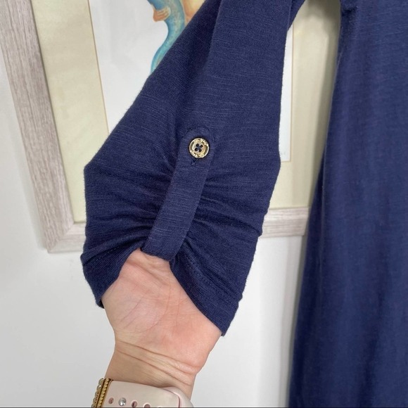 LILLY Pulitzer Navy 3/4 Sleeve Cotton Modal Shift Dress Size Extra Small - Picture 2 of 6